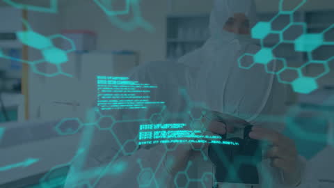 Scientist Analyzing Data in a High-Tech Laboratory Environment