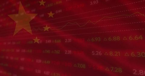 Chinese Flag Overlaying Financial Stock Market Chart - Download Free Stock Images Pikwizard.com