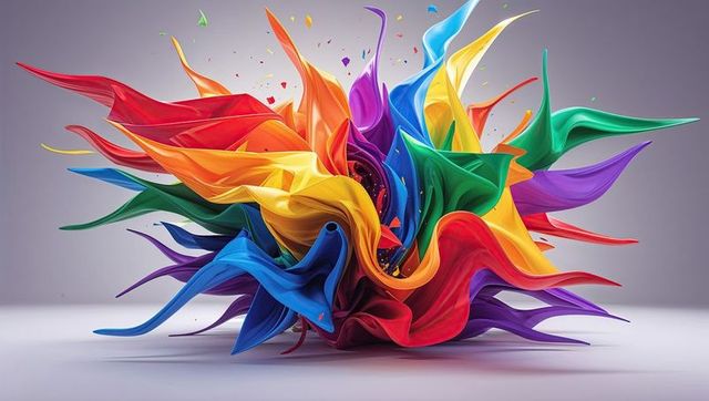 Dynamic abstract ribbons in vivid colors