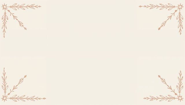 Minimalist beige stationery sheet with vintage botanical corner borders for invitations
