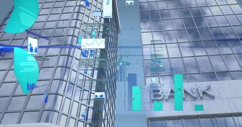 Futuristic Bank Facade with Holographic Charts in Financial District - Download Free Stock Images Pikwizard.com