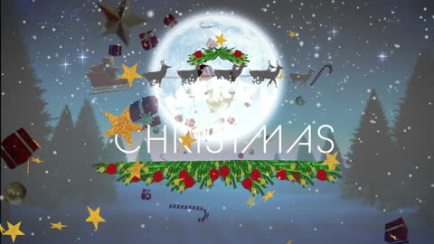 Animated Christmas Wishes with Santa Sleigh and Falling Snow