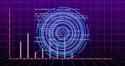 Conceptual Financial Data and Scope Scanning Over Grid Background - Download Free Stock Images Pikwizard.com