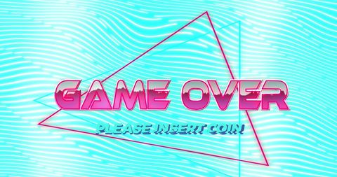 Retro Game Over Screen with Neon Vibrant Colors