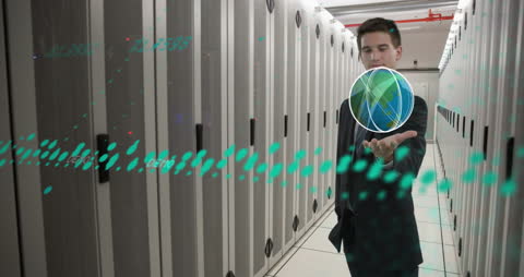 Businessman Envisioning Digital Future in Data Center