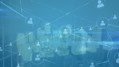 Digital Networking in a Futuristic Cityscape