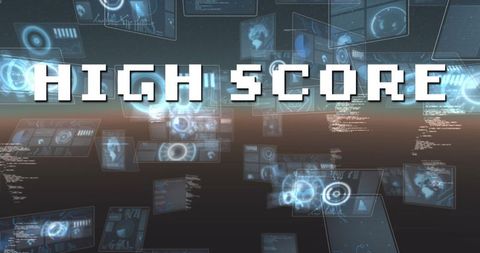 High Score Gaming Interface with Digital Data Holograms - Download Free Stock Images Pikwizard.com