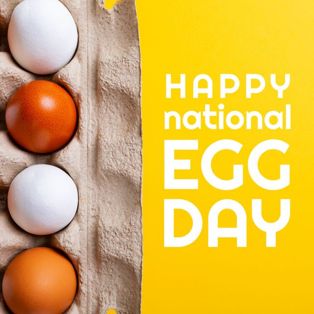 National Egg Day Celebration with White and Brown Eggs in Carton - Download Free Stock Templates Pikwizard.com