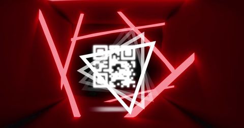 Glowing QR Code with Neon Geometric Shapes in Digital Design - Download Free Stock Images Pikwizard.com