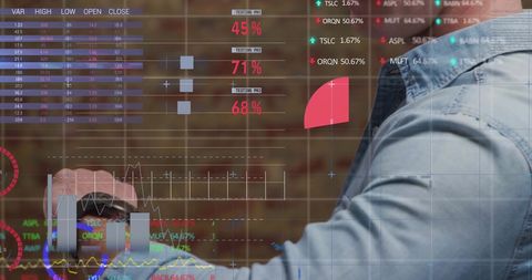 man analyzing financial data on smartwatch holographic display - Download Free Stock Images Pikwizard.com
