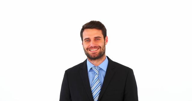 Confident Businessman Smiling in Formal Suit Posing Against White Background - Download Free Stock Images Pikwizard.com