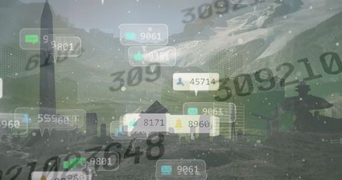 Futuristic Digital Interface Over Virtual Cityscape