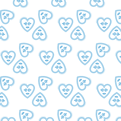 Blue heart pattern on transparent background for valentine's celebration
