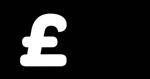 Bold Pound Sterling Symbol with Copy Space on Black Background