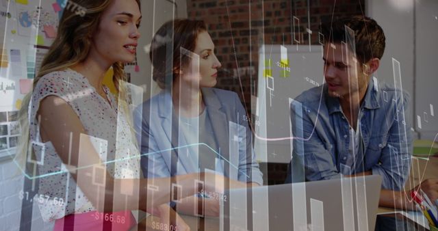 Business Team Analyzing Data with Financial Graphs Overlay - Download Free Stock Images Pikwizard.com