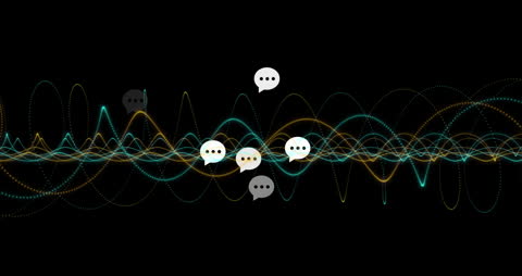 Digital Communication Wave with Speech Bubbles