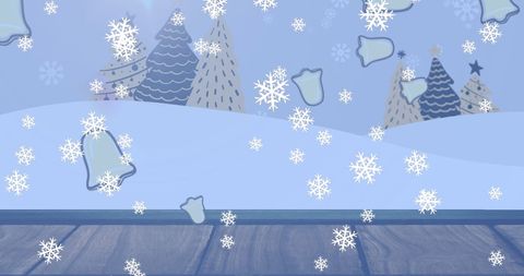 Falling Snowflakes and Bells Over Winter Wonderland