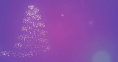 Glowing Christmas Tree with Snowflakes Background