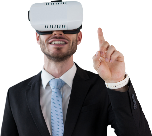 Businessman Engaged with Virtual Reality on Transparent Background - Download Free Stock Videos Pikwizard.com