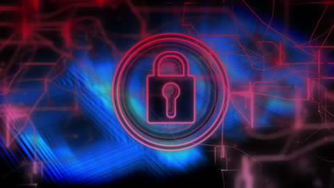 Cybersecurity Concept with Digital Lock Icon Overlay