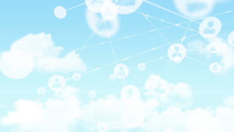 Cloud Network with Digital Icons Against Blue Sky