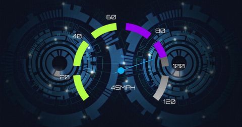 Futuristic Digital Speedometer Interface with Scanning Optics - Download Free Stock Images Pikwizard.com