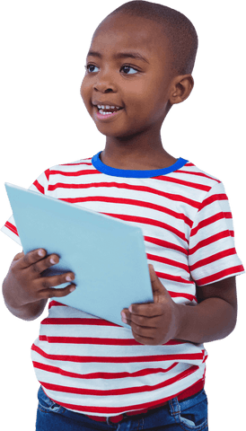 transparent image of joyful child holding tablet - Download Free Stock Videos Pikwizard.com