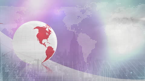 Globe and Cityscape Amid Global Business Data