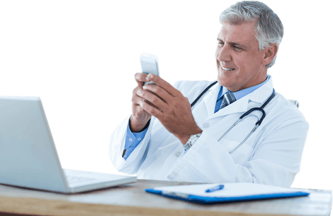 male doctor using mobile phone at office desk transparent - Download Free Stock Videos Pikwizard.com