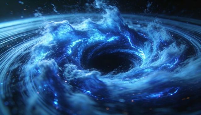 Swirling Luminous Blue Cosmic Vortex Around Dark Singularity with Glowing Accretion Disk