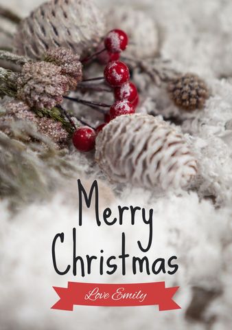 frosted pinecones with berries holiday card design - Download Free Stock Templates Pikwizard.com