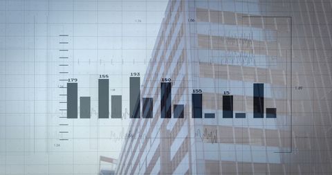 Abstract financial analysis and cityscape conceptual visualization