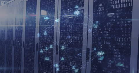 Data Network Connections Over Server Racks