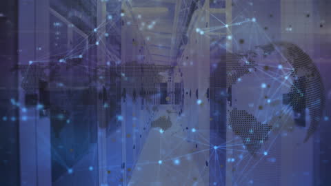 Digital Globe Overlay in Modern Server Room