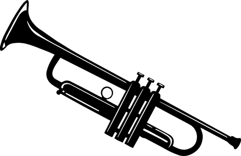 Silhouette trumpet illustration on transparent background