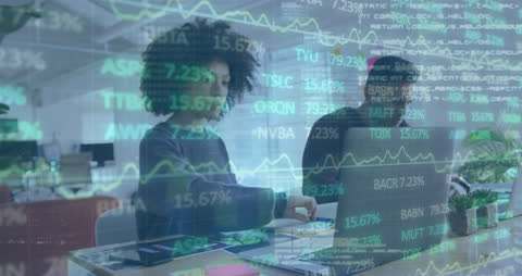 Digital Innovator Analyzing Stock Market and Coding Insights