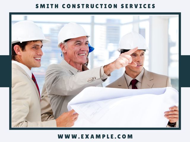 Professional Construction Team Reviewing Blueprints Onsite - Download Free Stock Templates Pikwizard.com