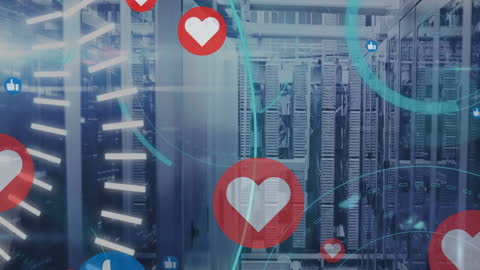 Social Media Interaction in Modern Server Room Concept