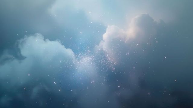 Ethereal Nebula with Luminous Specks in Cosmic Atmosphere