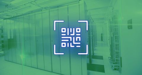 Digital interface with qr code in modern data center