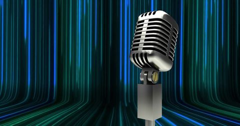 Retro Microphone in Digital Concept Art Scene - Download Free Stock Images Pikwizard.com