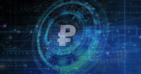 Animation of Cryptocurrency Symbol with Digital Elements