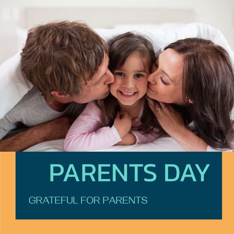 happy family celebrating parents day with loving kisses - Download Free Stock Templates Pikwizard.com