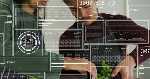 Smart kitchen tech with home cooks preparing fresh salad