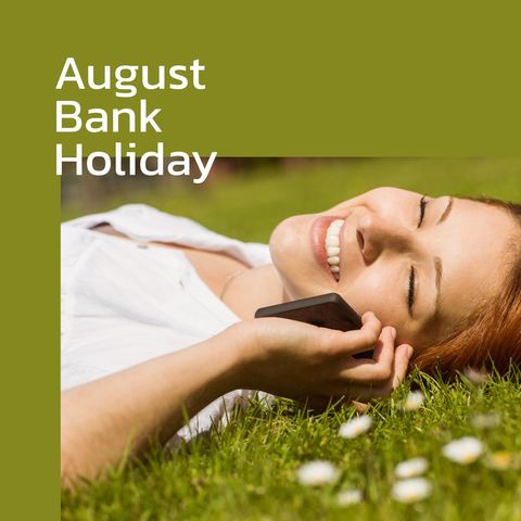 Woman relaxing in sun during august bank holiday