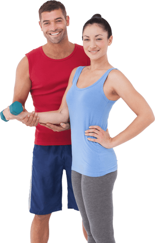 Transparent Couple Training with Dumbbells