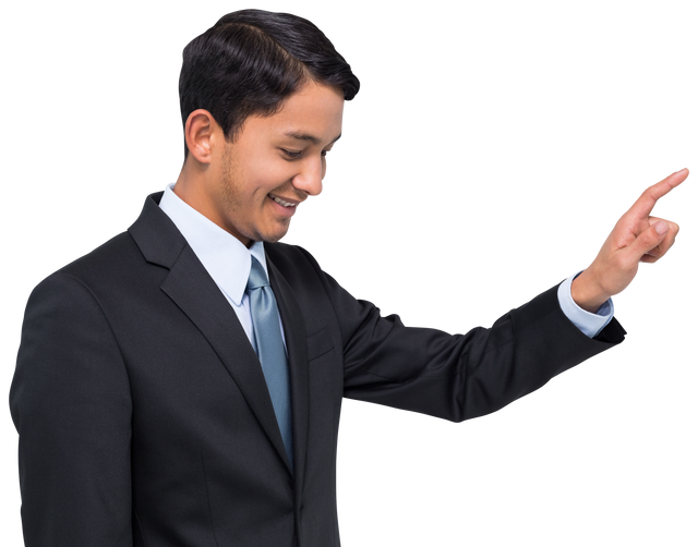 Transparent Happy Businessman Pointing Towards Virtual Concept - Download Free Stock Videos Pikwizard.com