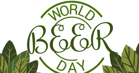 World Beer Day Celebration with Leafy Design