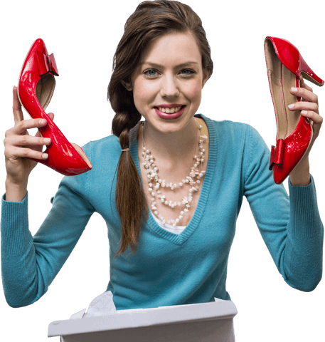 woman happily holding red shoes recent purchase transparent background - Download Free Stock Videos Pikwizard.com