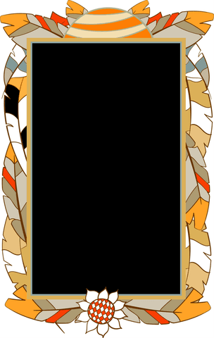 Colorful Leaf Frame Art on Transparent Background